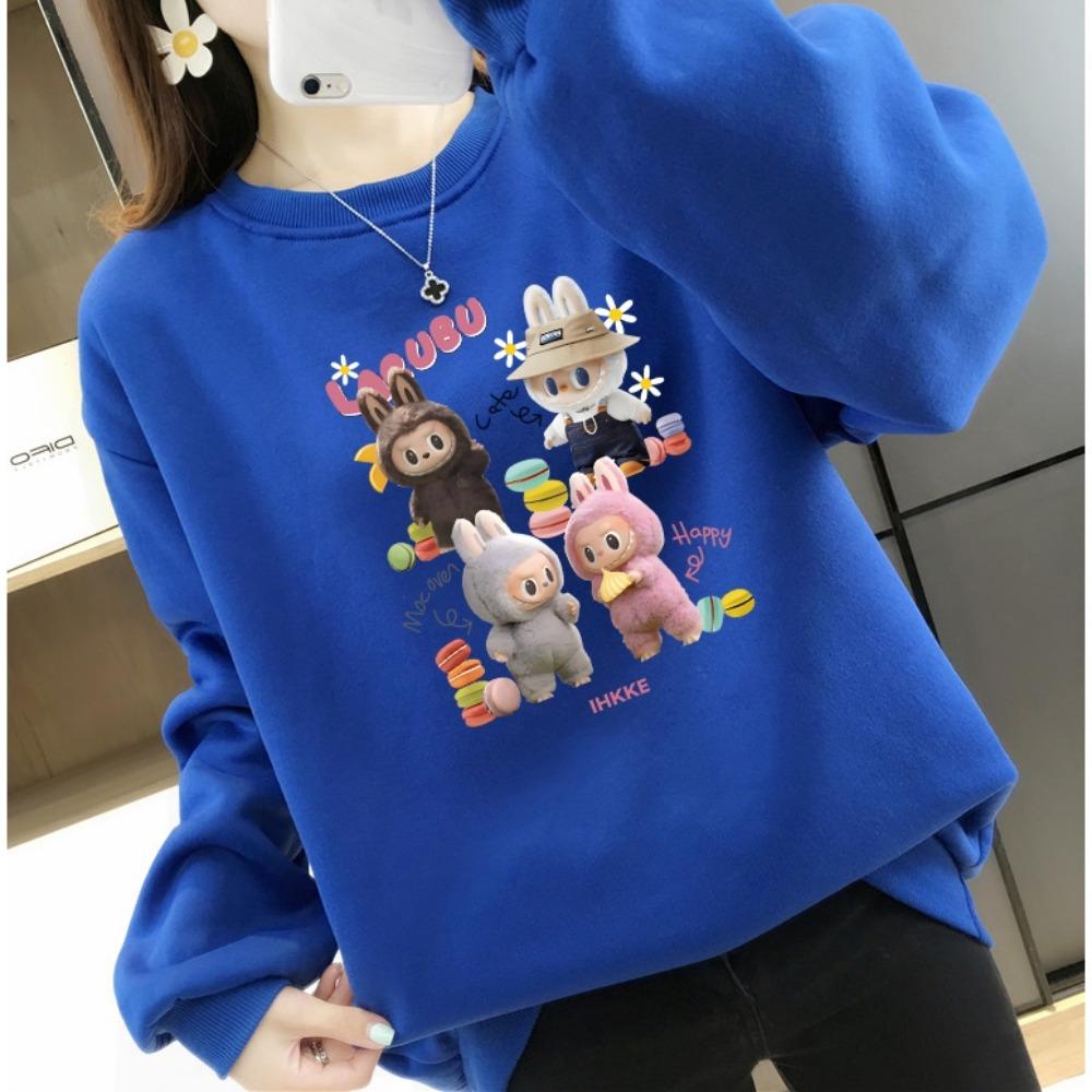 LABUBU pattern printed sweatshirt ladies casual fashion long-sleeved round neck top