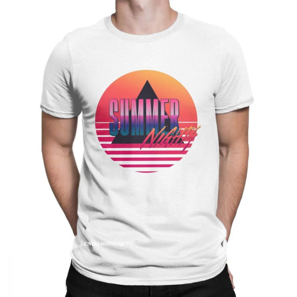 Sunset Palm Tree Vintage T Shirts 80s Synthwave Clothes Vaporwave Oversized T Shirt Men's T-Shirts Japanese