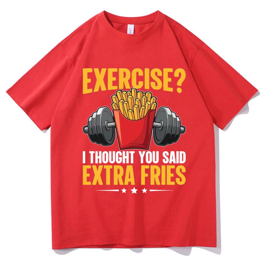 Fun Sports, I Want Gym T-shirts for Exercise, Humorous Fitness, High-quality Clothing, Summer Printed 100% Pure Cotton T-shirts