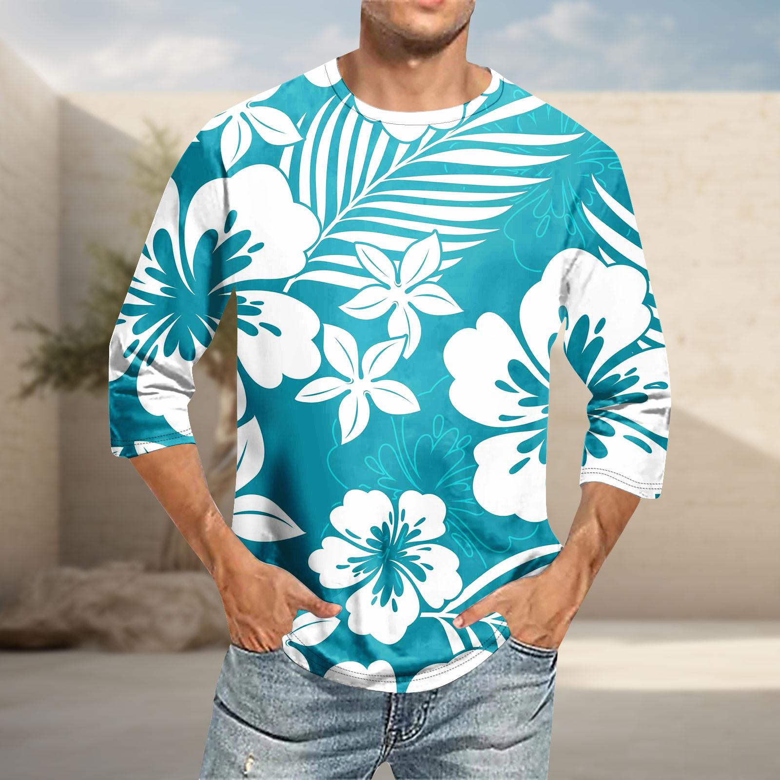 

Чоловіча повсякденна модна футболка з круглим вирізом і рукавом три чверті XL білий