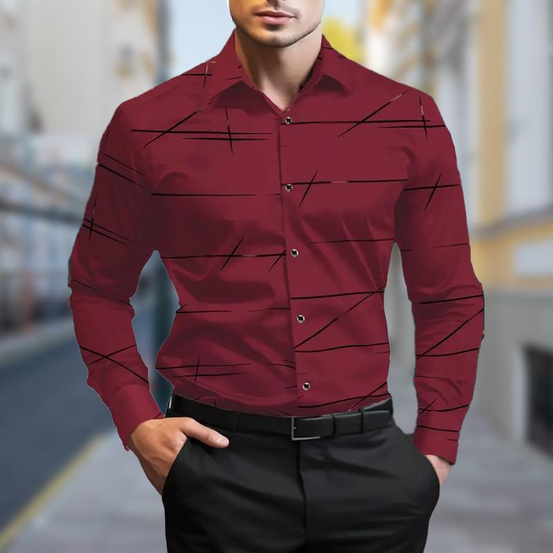 Erkek Vintage Uzun Kollu Gömlek Büyük Beden Bol Düğmeli Gömlek Günlük Ekose Ofis Gömleği