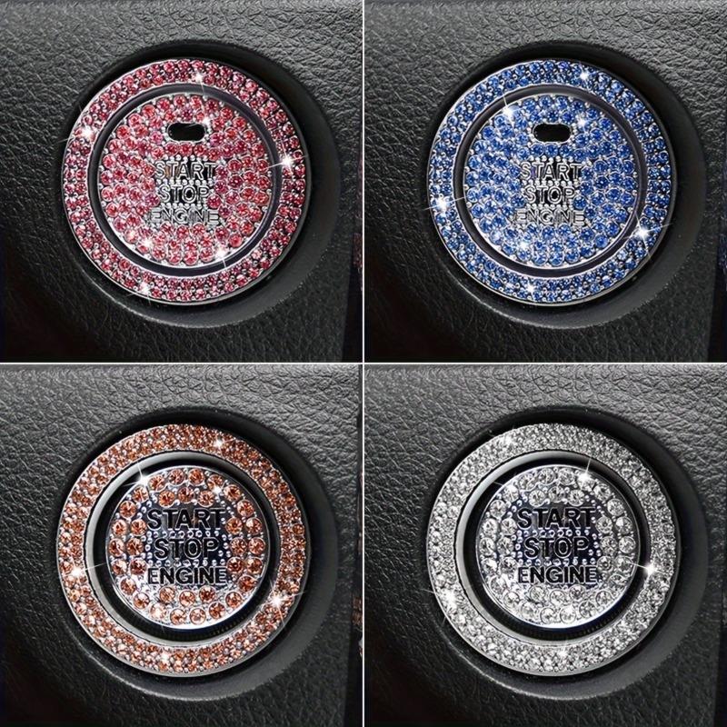 Set of 2 Car Start Button Stickers, Featuring a Rhinestone Ring Design for Decorative Purposes And, Ideal for Automotive Additions