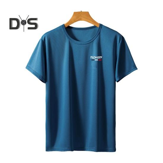 Summer Men Top Ice Silk Quick-drying Short Sleeves O Neck Loose Solid Color Thin Breathable Elastic Casual Pullover Daily Sport Top