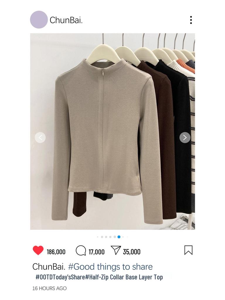 Women's Slim-Fit Yoga Sport Base Layer T-shirt with Half-Zip Collar for Autumn/Winter - Plush, Brushed Long-Sleeve Inner Top