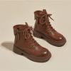 Fashion Boots Women's Spring Autumn Retro Womens Leather Shoes with Double-sided Zippers Platform Casual Shoes Soft Soled Leather Boots
