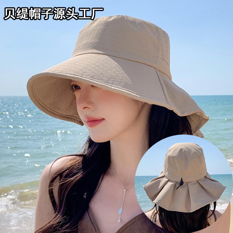 Taizhou Wenling Summer Sun Protection Hat Women's Sun Hat Large Brim Bucket Hat Outdoor Breathable Shawl Sun Hat