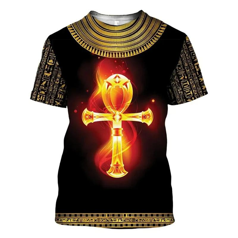 Ancient Egyptian Pattern T Shirt For Men Pharaoh 3D Printed XXS