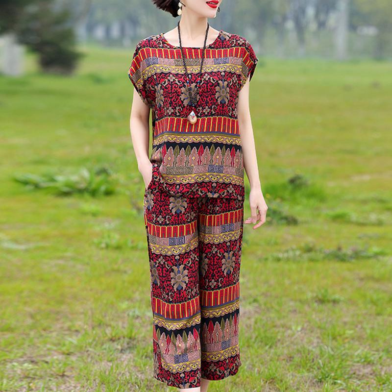 Elegant Women's Sets Summer Plus Size Casual Loose Two Piece Pant Sets for Women