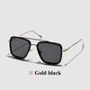 Ruiao  Square Mens Designer Sunglasses Metal Frame Gradient Luxury Shades UV400 Rectangle Pilot Sun Glasses for Men