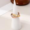 Minimalist Geometric Interlocking Triple-Tone Ring Women Adjustable Finger Cold Aesthetic Statement Jewelry