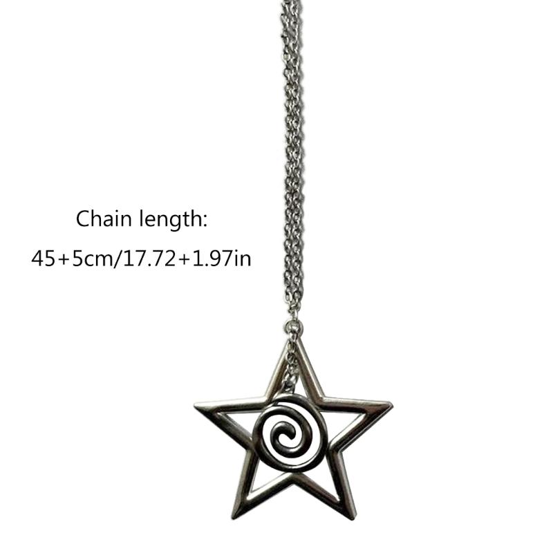 Adjustable Chain Star Pendant Necklace Y2K Spirals Rune Clavicle Chain Durable Choker Punk Hip Hop Jewelry Women Girl