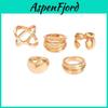 Modern Retro Metal Ring Stack For Women Featuring Geometric Lines For Daily Wear