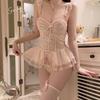 Women's Sheer Mesh Lace Underwire Padded Cami Lingerie Sleep Dress Costume Set