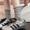 Spring 2026 Floral Mesh Breathable Cotton Socks for Women - Japanese Style, Seamless with Bubble Cuff, Mid-High Tube