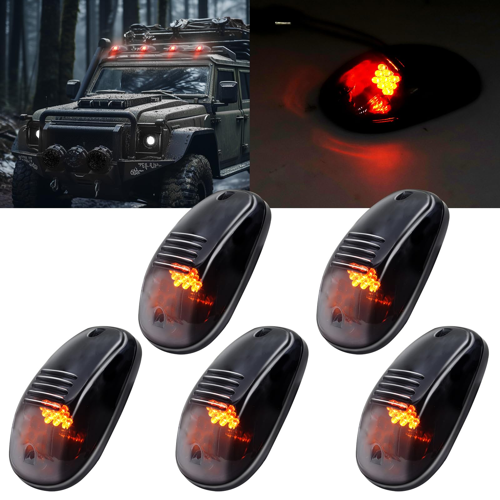 

Ygmylandbb LED Roof Marker 9 LED Cab Marker Universal Set of 5 Lights, 12V, Lights, Amber,