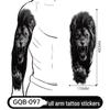 Adesivo Tatuaggio Completo per Braccio Uomo: Design Realistico Impermeabile, Motivo Tigre e Teschio
