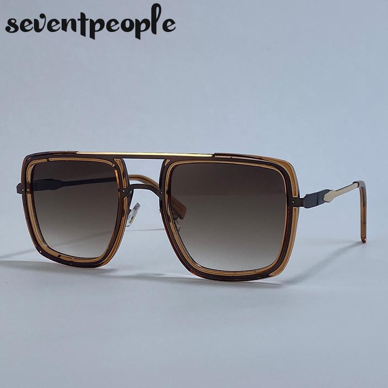 Steampunk Oversized Square Sunglasses Men  Luxury Brand Vintage Metal Outdoor Sun Glasses Trendy Double Beam Shades For Male