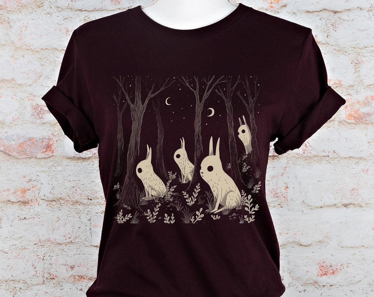 Cottagecore Bunny Rabbit T-Shirt: Trippy Gothic Alt Fashion S