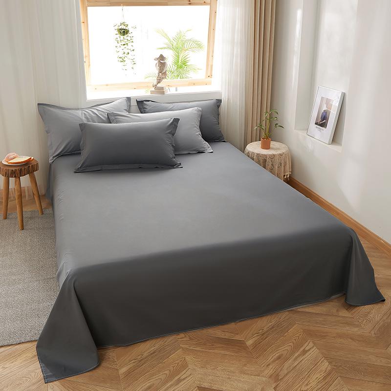 Minimalist Pure Cotton Double Bed Sheet with Pillowcase 200x230cm – Solid Color Design