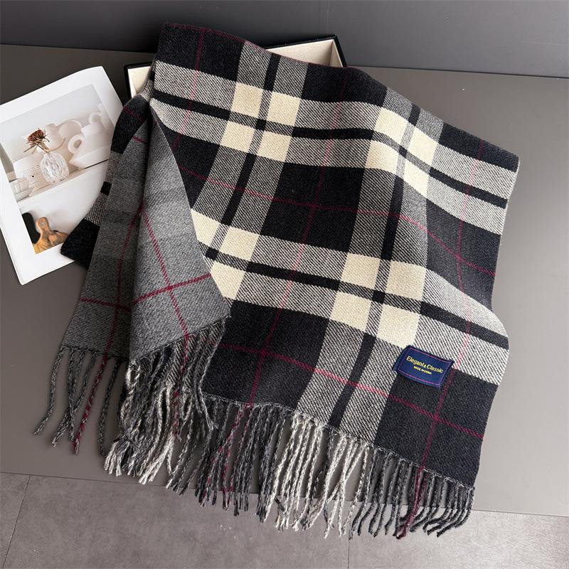 53*200Cm Winter Scarf Retro Plaid Designer Luxury Women Cashmere Shawl Outdoor Blanket Wrap Pashmina Tassel Warm Lady