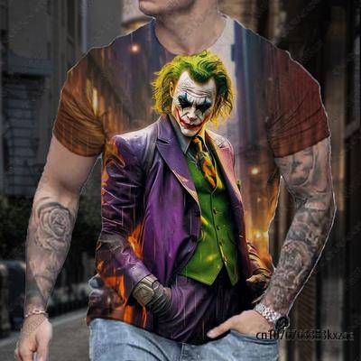 T-shirt Classiche Estive Joker Per Uomo Divertente Disegno Facciale Joker Il Clown 3D