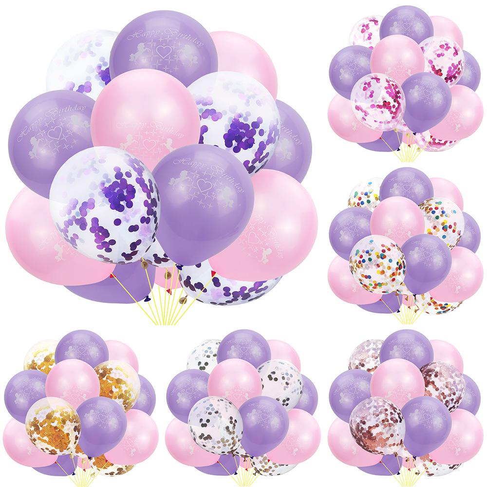 Unicorn Sequin Confetti Latex Balloon Set for Kids' Birthday Parties