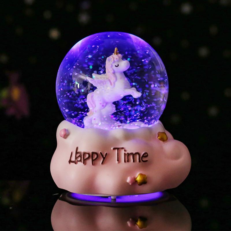 Go Pink Merry Round Crystal Ball Glow Cartoon Night Light Button Cell Electric
