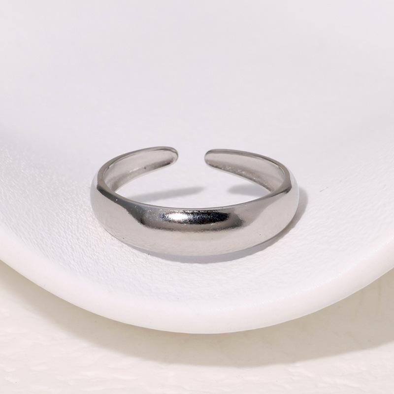 Classic Polished Plain Silver Gold Color Band Ring For Women Stainless Steel Open Ring Vintage Luxury Jewelry Accessories Gift