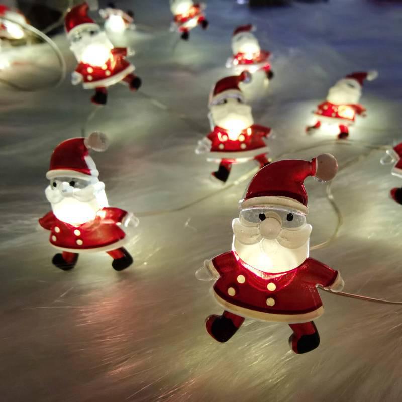 LED Christmas String Lights - Santa, Candy Cane & Snowman Designs with Battery Box, Copper Wire Decoration