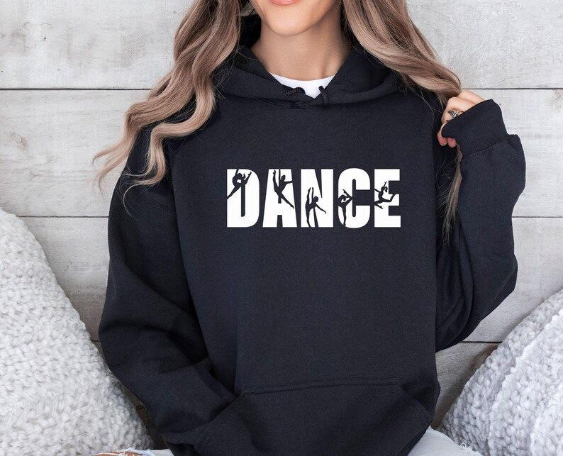 Trendy Women's Hooded Sweatshirt: Dance Lover Print, Long Sleeve, Autumn/Winter Fashion