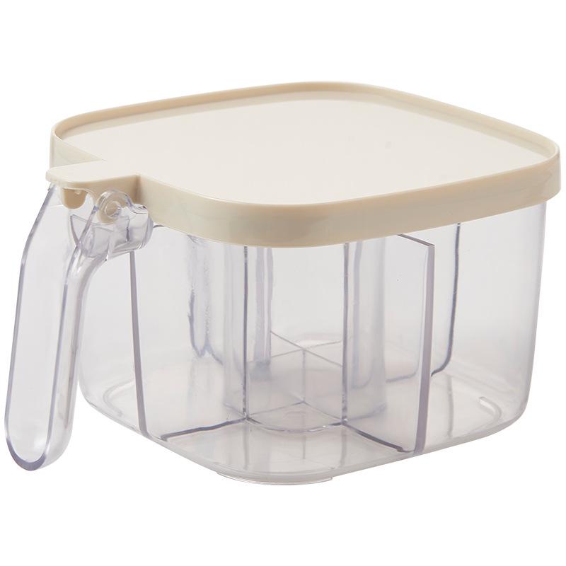 Multi-Compartment Seasoning Box: Kitchen Set with Salt Shaker, Sugar, MSG, and Spices – Four Compartments Included