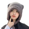 Cute bear wool hat female winter face small warm knitted hat big head envelope ear tide