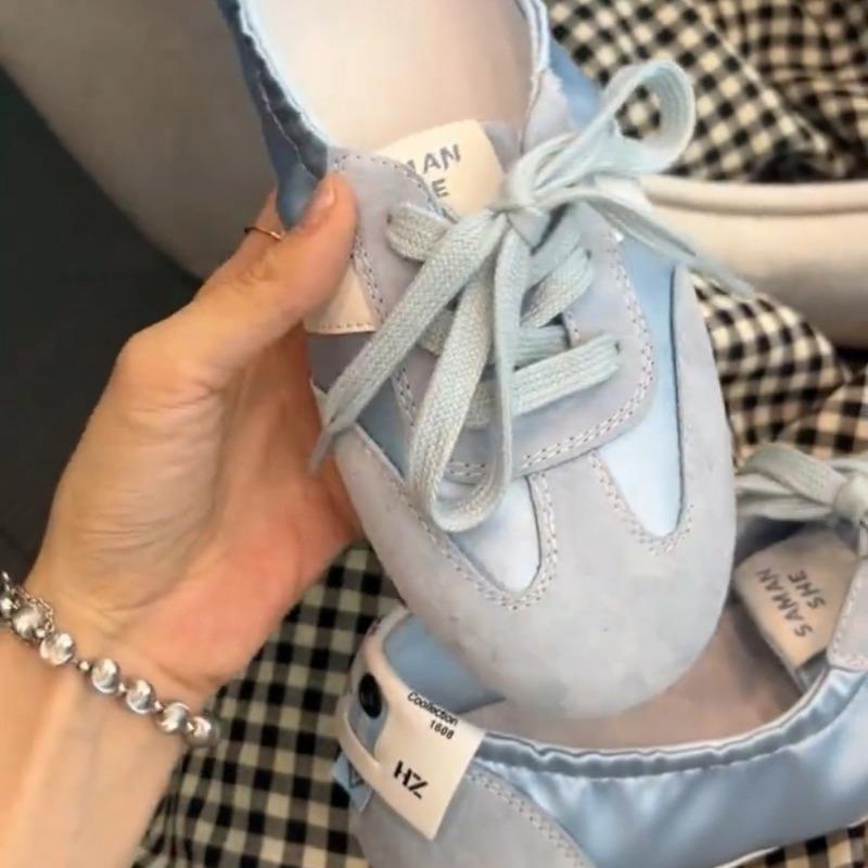 Ballet Women's Flat Autumn New Lace-up Breathable One-pedal White Shoes Fashion Single Shoes