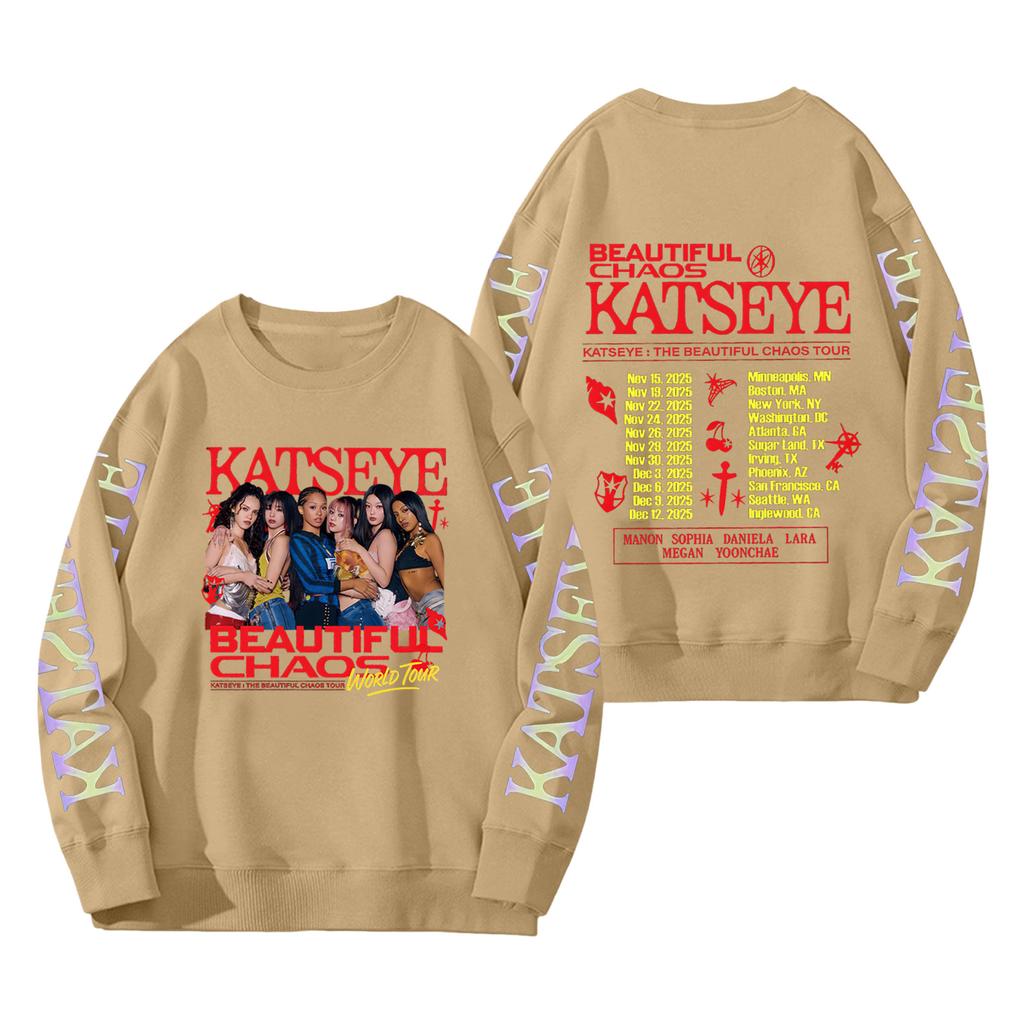 Damenmode Langarm Print Rundhals Lockerer Pullover Sweater Top