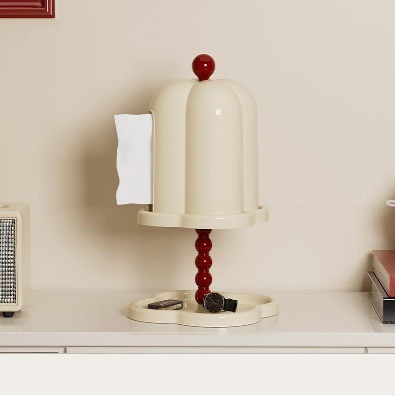 

1 шт. винтажная коробка для салфеток с крышкой, премиум-класса, с двойной полкой, высококачественная, герметичная, для украшения дома, без перфорации, для ванной, пылезащитная белый