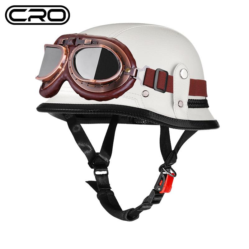 Cruise Vintage Goggles PU Leather Private Helmet Leather Helmet Half Helmet Motorcycle Helmet Locomotive Helmet