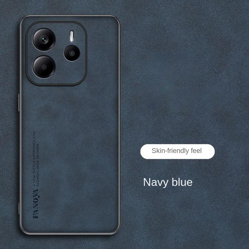 Note 14 Luxury Sheepskin Leather Silicone Phone Case For Xiaomi Redmi Note 14 Pro Plus Note 14 4G 5G Matte Anti-Shock Back Cover Bumper Shell