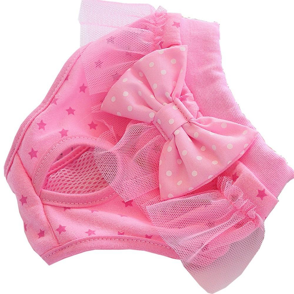 Pink Tone Pet Sanitary Pant Bow Decor Pet Short Pant Dog Physiological Pant  Dog Estrus Care