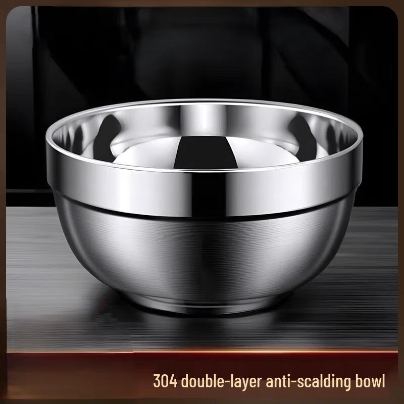 Zhi Shi 304 Stainless Steel Double-Layer Anti-Scald Bowl