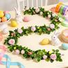70.8" Artificial Rose Vine Fake Pink Rose Flower Garland with Green Leaves And Easter Eggs Faux Floral Garland for Fireplace Table Spring Decoration