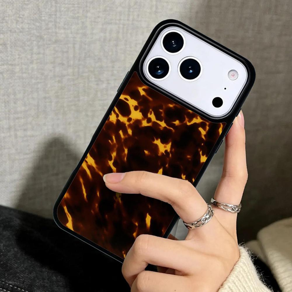 Capa Case for iPhone 17 Air 16 Pro Max 15 Plus 11 13 Mini 14 12 Back Phone Cover Tortoise Shell Pattern polished Marble