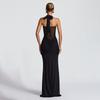 Elegant 2025 Ruched Backless Women's Long Dress with Hip-Wrap Design