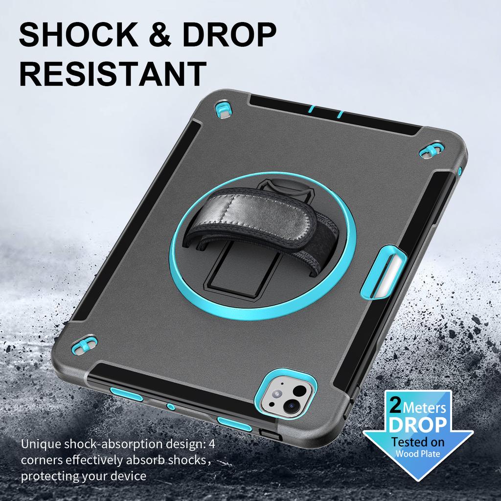 For iPad Pro 13 (2025)/13 (2024) Case Kickstand PC + TPU Rugged Cover with Shoulder Strap