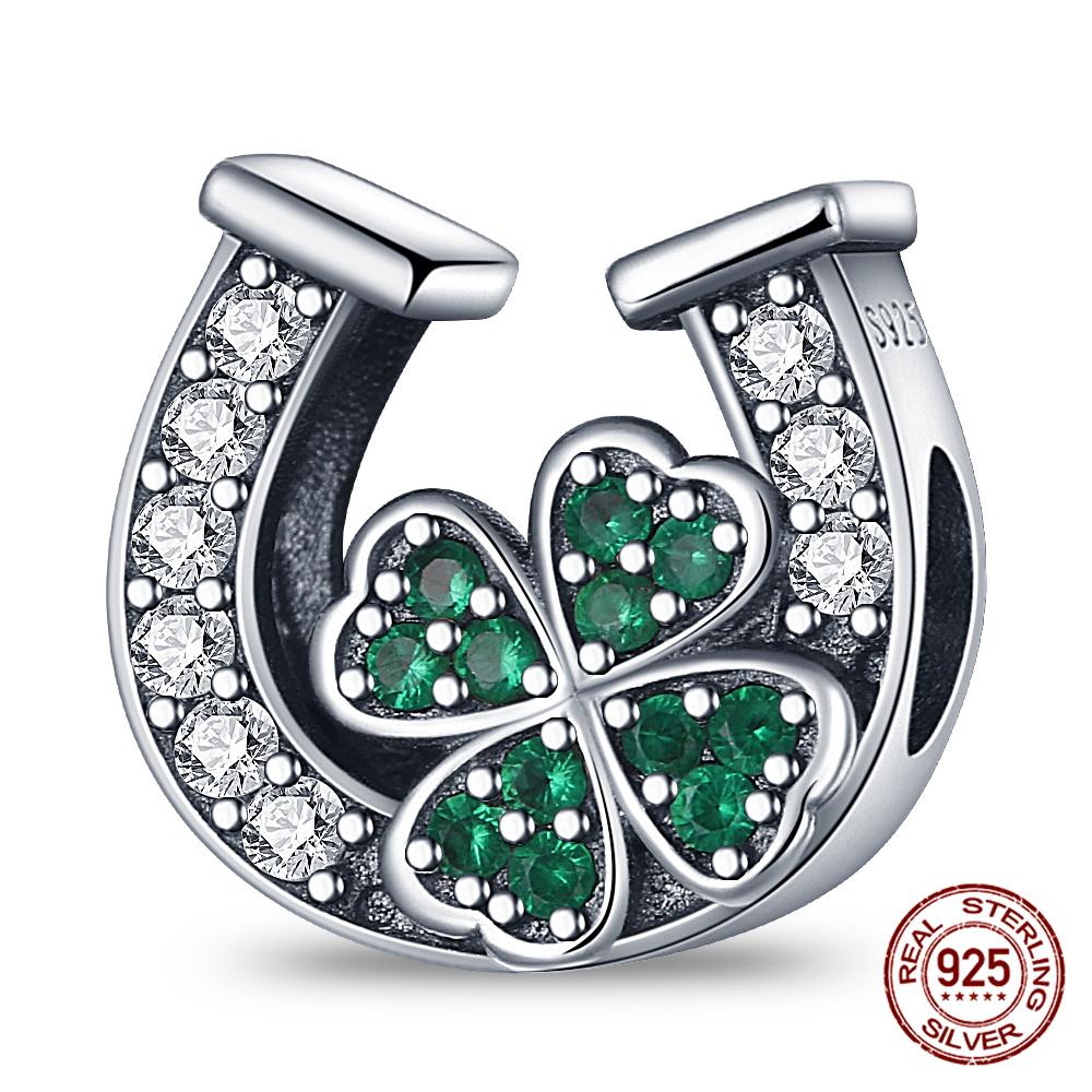 100% 925 Silver Heart Shaped Four Leaf Clover Ladybug Charms Fit Original 925 Women Bracelet DIY Jewelry Making Gift