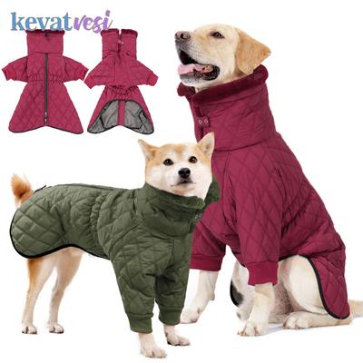 Cappotto invernale caldo per cani, giacca spessa per cani di taglia media e grande, collo alto, vestiti per cuccioli, vestiti imbottiti antivento per cani