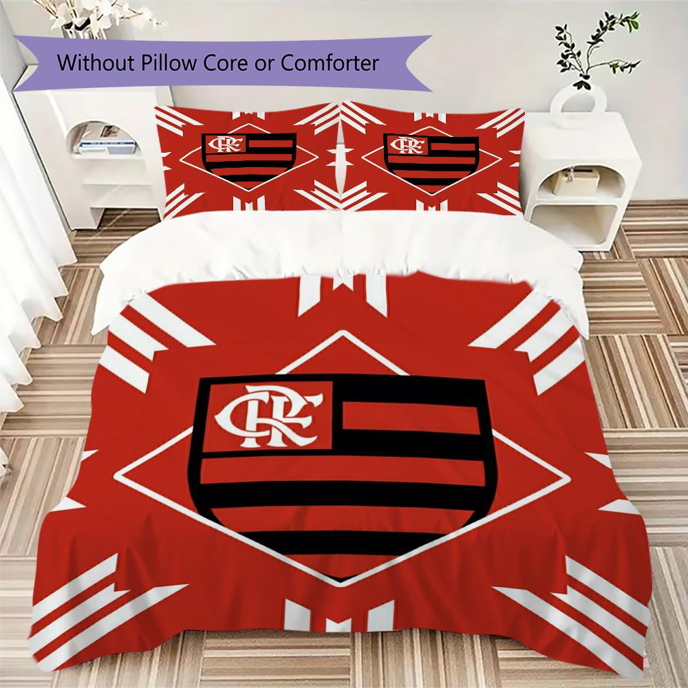 CR Flamengo Pattern Bedding Uilt Set Uilt Cover Pillowcase Home Decoration Birthday Gift (1 * Duvet Cover + 2 * Pillowcase Without Core)