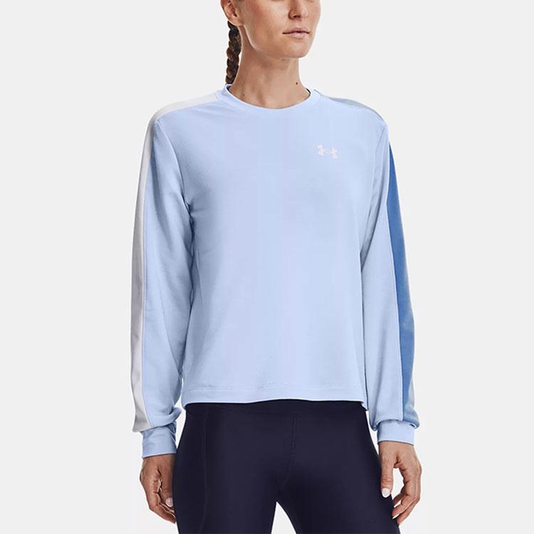 Under Armour UA Rival Terry Colorblock Crewneck Sweatshirt Women Tops Pastel-Blue 1370943-438