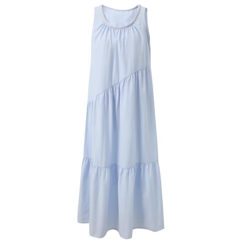 SanCai Women's 2025 Summer Sleeveless Pleated A-Line Long Dress