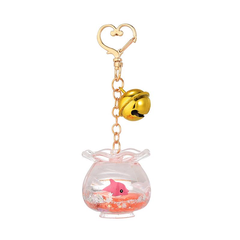 "Goldfish Keychain Quicksand Oil Bottle - Marine Animal Desk Accessory & Bag Pendant"