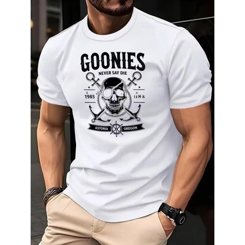 Men S Goonies Graphic T-Shirt | Vintage Hip-Hop Style, Soft and Breathable, Bold Print Design, Crew Neck, Short Sleeve Summer Shirt, Hip-Hop Tee S белый